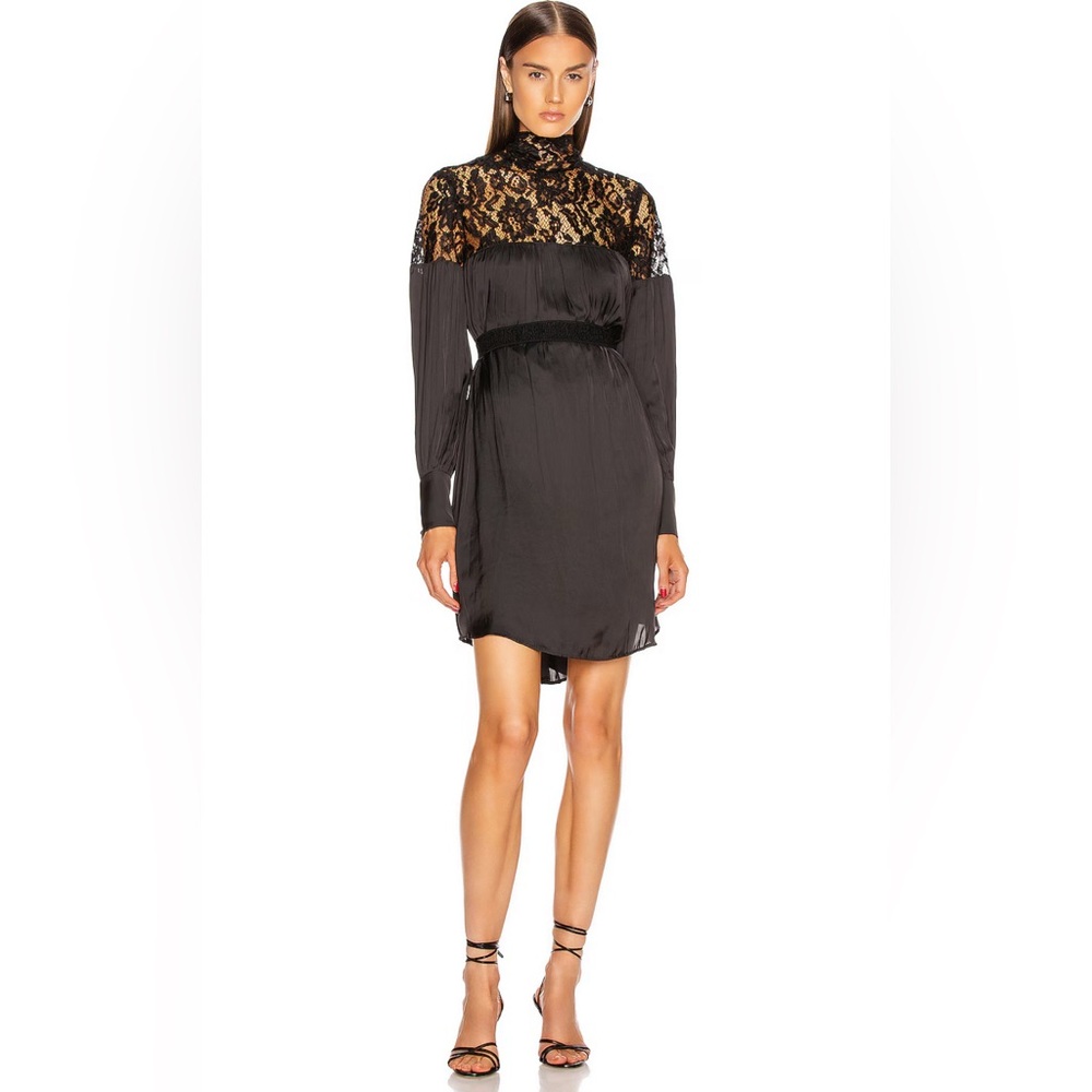 Smythe Black Full Sleeve Knee Length Dress with Lace Details (Size Large)